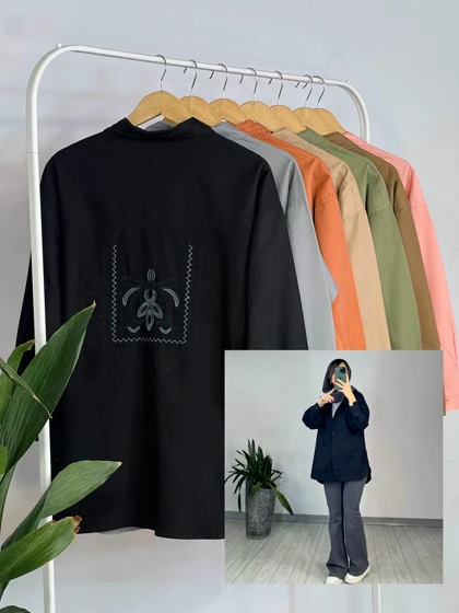 مانتو جین رنگی گلدوزی