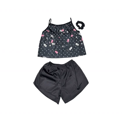 ست نیم‌تنه و شلوارک طرح گل 086