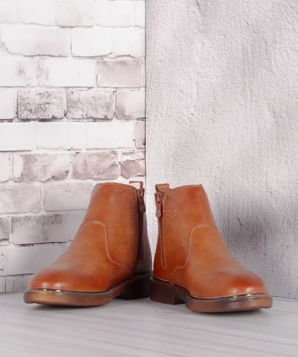 نیم بوت مردانه عسلی بدون بند 0727