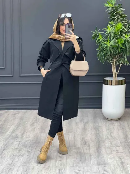 بارانی بلند ژیله دو دکمه