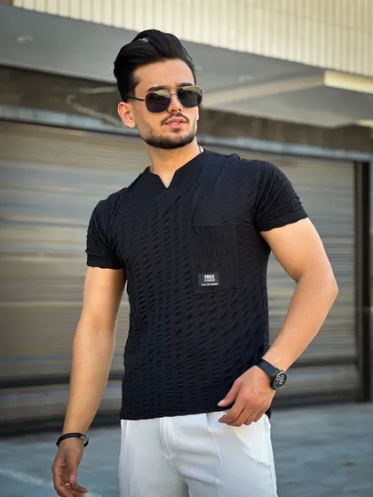 تیشرت یقه کوبایی ساده جدید