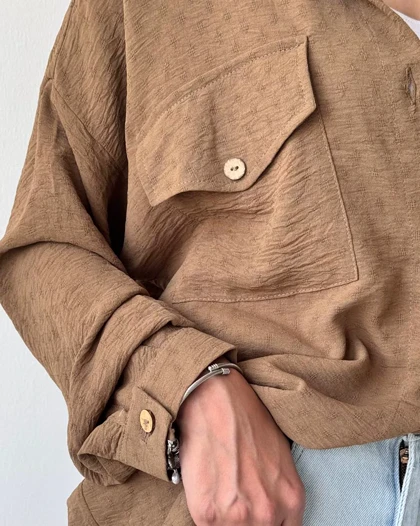 شومیز دکمه چوبی الیانا کد 500453