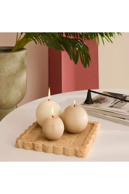 ظرف پذیرایی Karaca Home مدل Terra Traverten مرمر - کرم