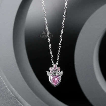 گردنبند راپونزل Pink Heart & Crown Necklace S