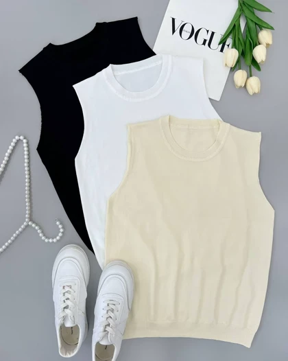 تاپ بافت یقه گرد ساده کد 4247