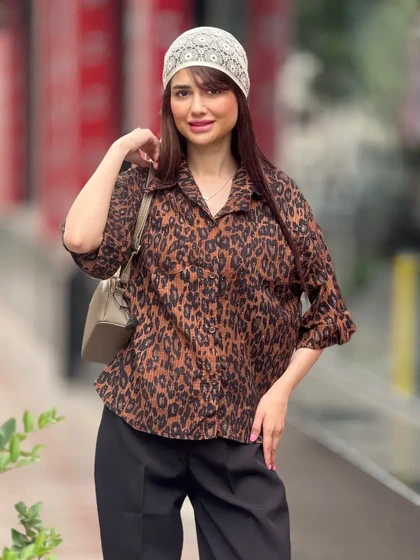 شومیز پلنگی نگینی