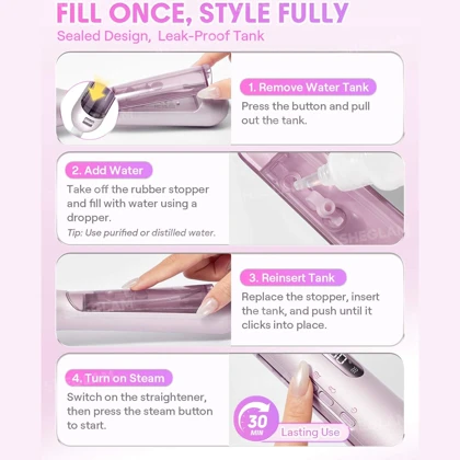 برس حرارتی بخاردار مو شیگلم SHEGLAM اصل مدل SGH-SSBP-01 با 12 سطح دما