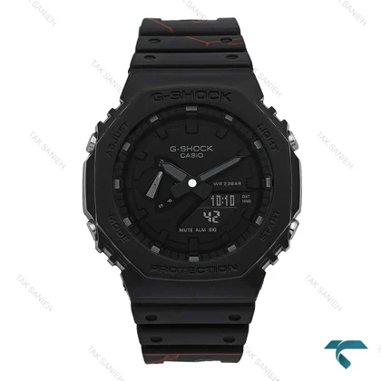 ساعت مردانه جیشاک GA2100 مشکی بند طرح دار Casio-7502-G