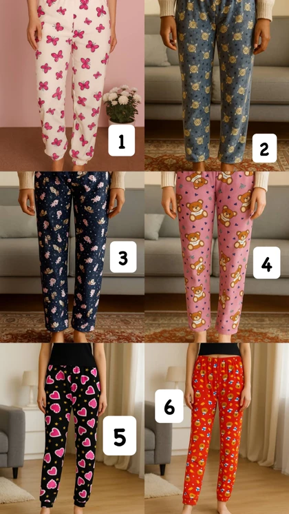 شلوار پیژامه های مخمل وارداتی عروسکی