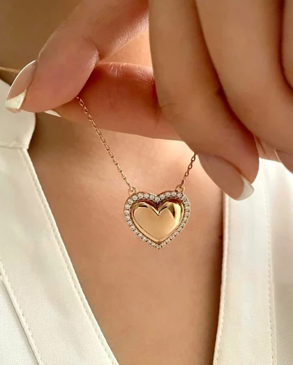 نیم ست قلب دور نگین ژوپینگ