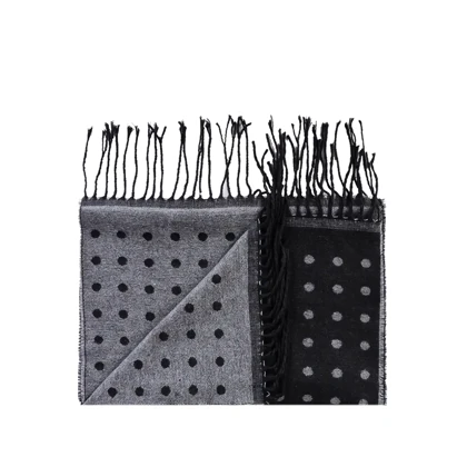 شال گردن طرح خال‌خالی مشکی و طوسی