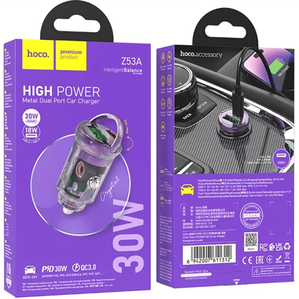 شارژر فندکی هوکو Hoco مدل Z53A دو پورت با توان 30 وات