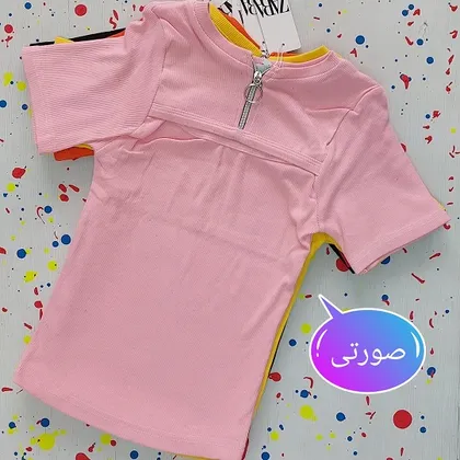 تیشرت زنانه کوتاه یقه زیپ‌دار 36 تا 42