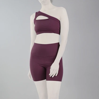 ست نیم‌تنه و کشاله بند ورزشی زنانه لولولمون مدل 7102 بادمجانی