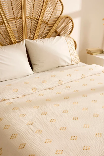 سرویس روتختی دو نفره Karaca Home مدل Nobile Brodeli ٪100 پنبه - زرد