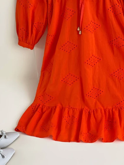 پیراهن مانتویی خامه دوزی آستردار کد 1915