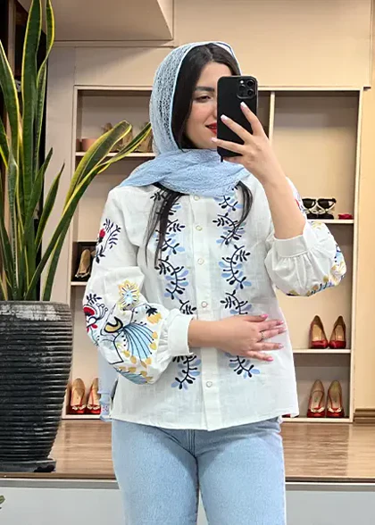 شومیز گلدوزی طاووس کد 4031