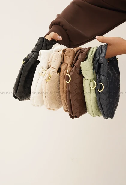 کیف چرم طرح حصیر کد1004675