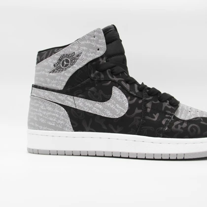 کتانی جردن 1 ساق‌دار مشکی طوسی کد 6624