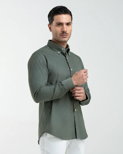 ام کی کالکشن پیراهن آستین بلند mk-5531-olive