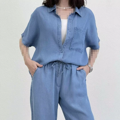 شومیز جین کاغذی زنانه