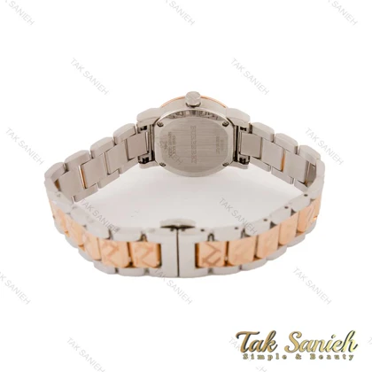 ساعت بربری زنانه دورنگ رزگلد صفحه سفید Burberry-4458-L