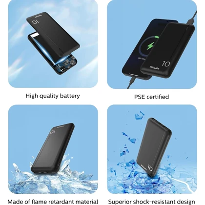پاور بانک 10000 فیلیپس PHILIPS مدل DLP1812PB توان 20 وات