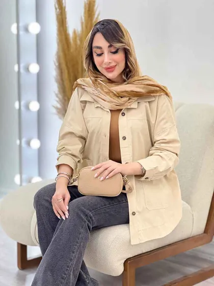 مانتو دو جیب برش‌دار روژین