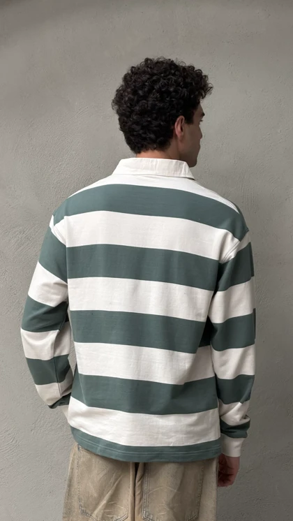 پولو شرت اورجینال اسپرینگ فیلد راه راه کرم سبز/Original Springfield polo shirt