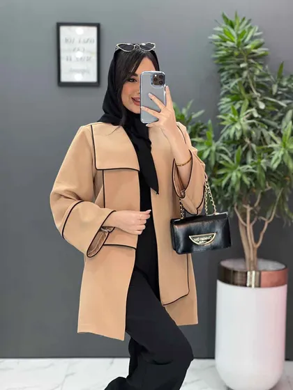 مانتو یقه دوبل مغزی دوزی