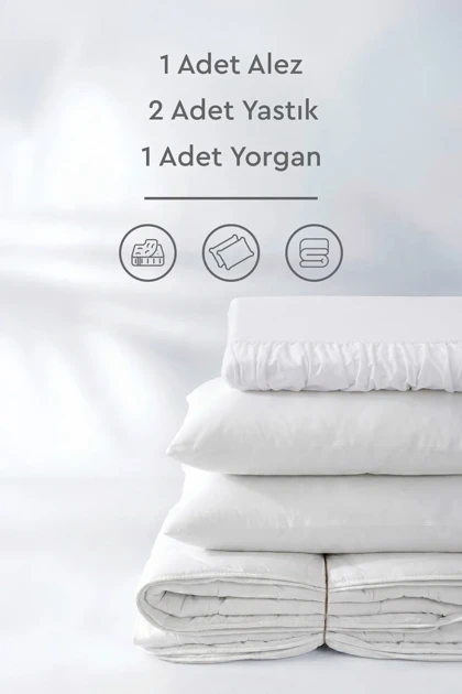 ست لحاف، بالش و محافظ تشک دو نفره Yataş مدل Eco Night - سفید