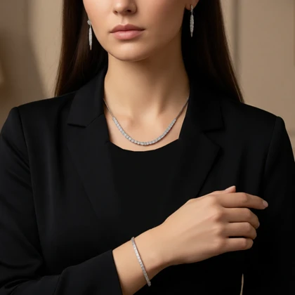 سرویس نقره زنانه مدل تنیسی سه تکه