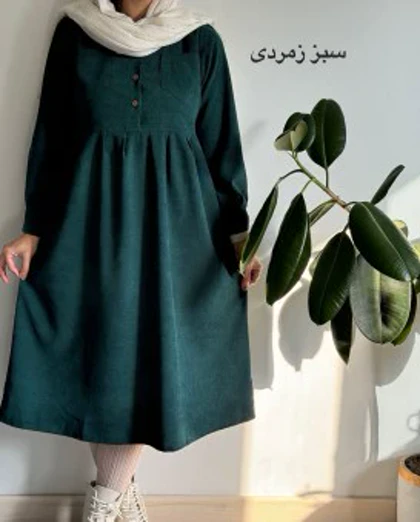 پیراهن مانتویی پاییزه آنیل جیب‌دار 4