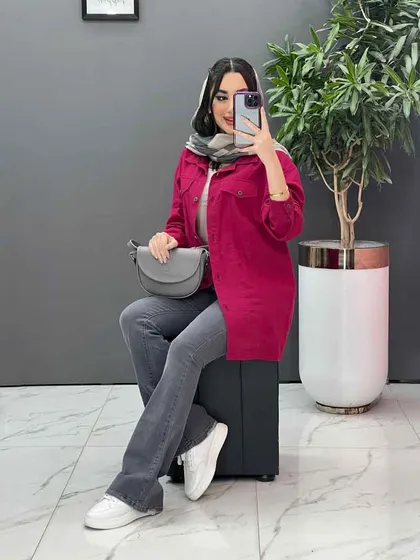 مانتو شومیزی جلودکمه جیب نما