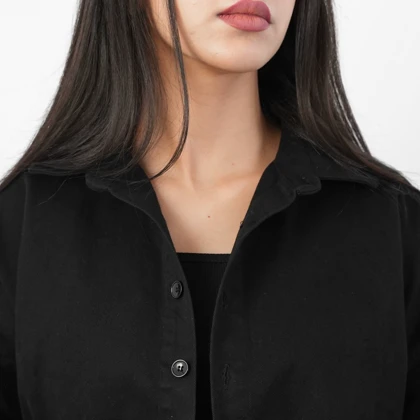 شومیز زنانه کراپ کتان باکسی کد 118