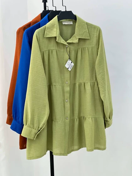 شومیز مانتویی سه چین مزونی کد 4868