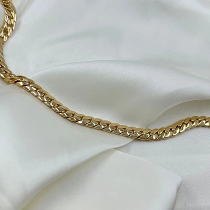گردنبند زنانه کارتیه مدل آرورا طلایی پهن ژوپینگ