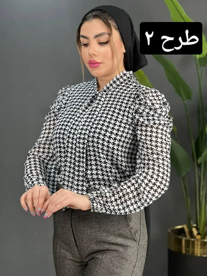 شومیز حریر آستین پف کد 1578