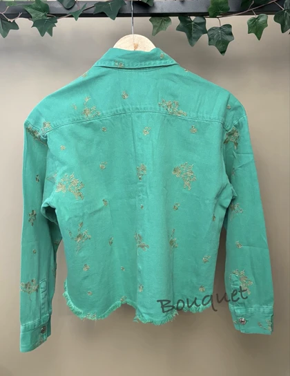 کت کراپ زارا سبز گلدوزی