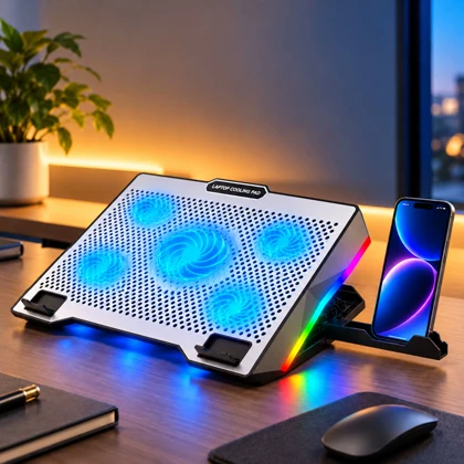 پایه خنک کننده لپ تاپ گیمینگ گیوکول GiveCool مدل S605 سایز 17 اینچ با 5 فن