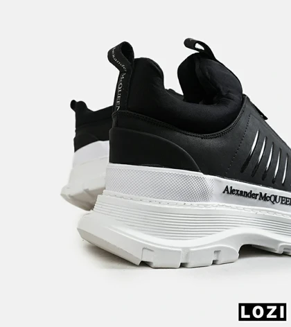 کفش کتانی نیم ساق مشکی سفید Alexander McQueen