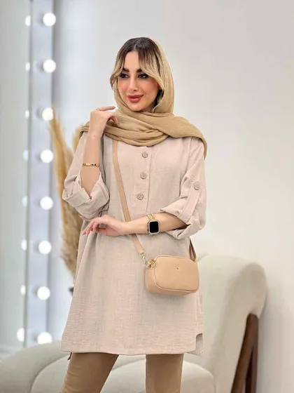مانتو جلو بسته بغل چهار دکمه