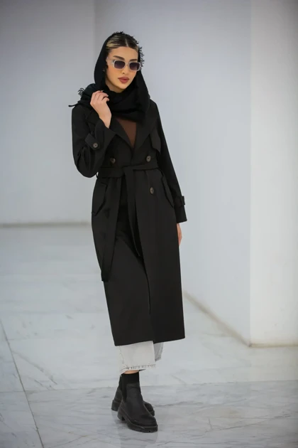 مانتو پرادا ژیله دار ماکسی