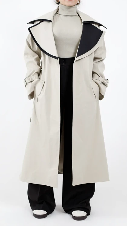 بارانی دو یقه بلند آستردار