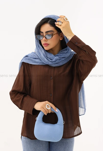 شومیز زنانه شیشه ای راه راه کد1006021