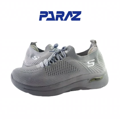 کفش اسپرت و روزمره زنانه و پسرانه برند اسکچرز Skechers مدل بافتی بندی طوسی کد 237
