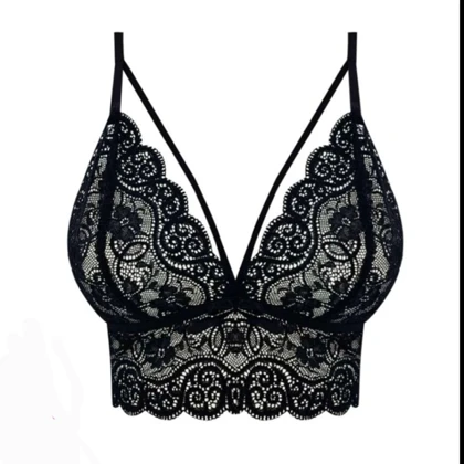 ست شورت و نیم‌تنه زنانه مدل گیپور فانتزی رنگ مشکی