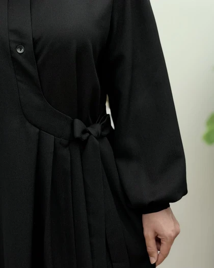 مانتو زنانه بلند مشکی مدل وانیا (ویژه محرم)