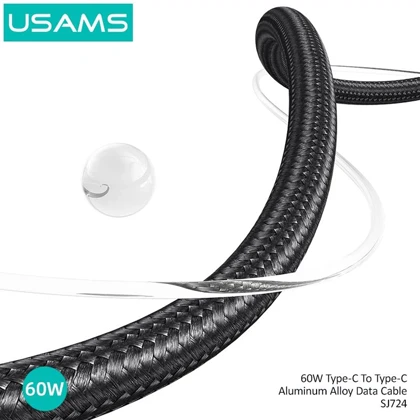 کابل دوسر تایپ سی یوسامز USAMS مدل SJ724 توان 60 وات 1.2 متر