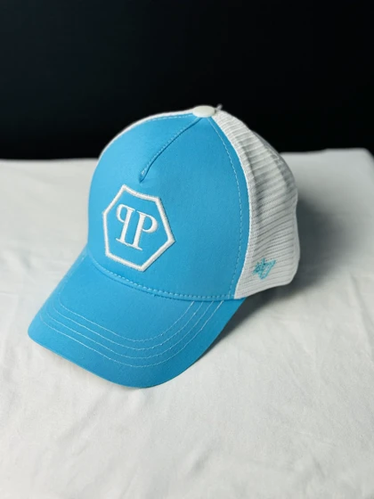 کلاه پشت توری آبی روشن ت سفید 041